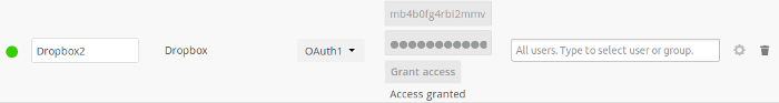 ownCloud Dropbox configuration.